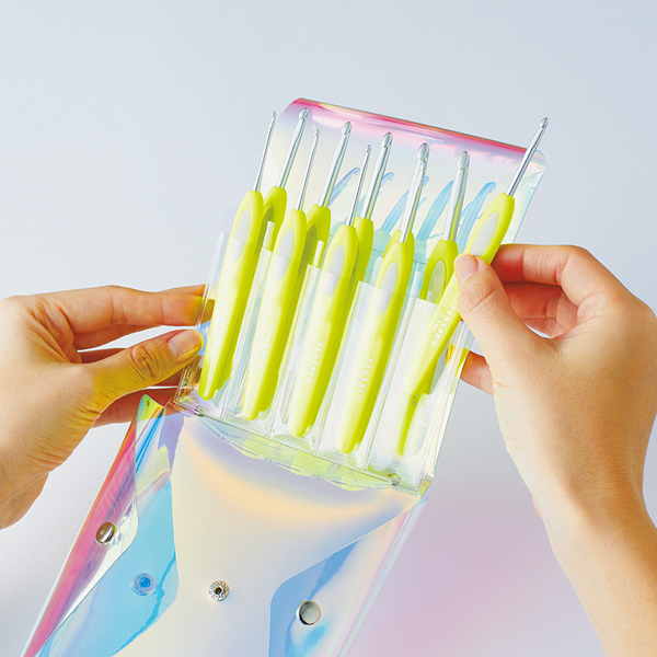 クロバー 限定品 かぎ針「ペン-E」セット ネオンイエロー 43-608｜手芸