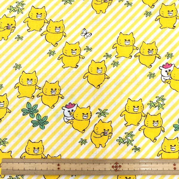 生地 キャラクター22 シーチング ノラネコぐんだん ノラネコさんぽ Ngfs 08bしましまきいろ 手芸用品 生地の通販 トライ アム サンカクヤ
